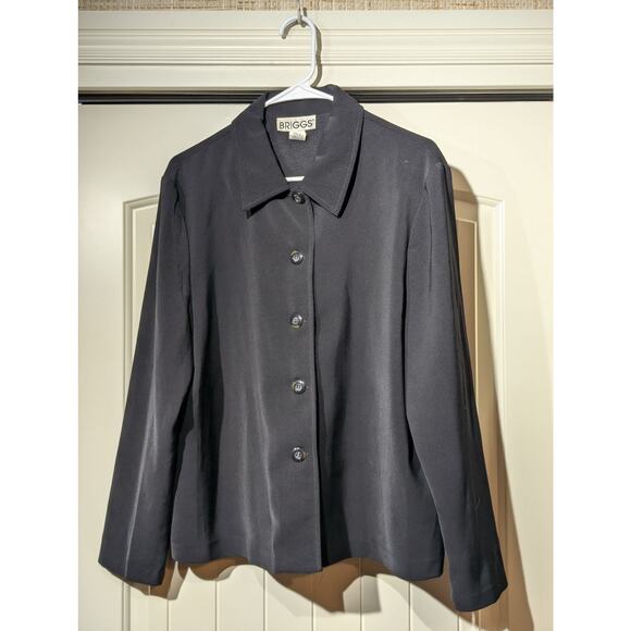 Vintage Briggs Black Button Front Unlined Jacket Womens Size L - Picture 6 of 6